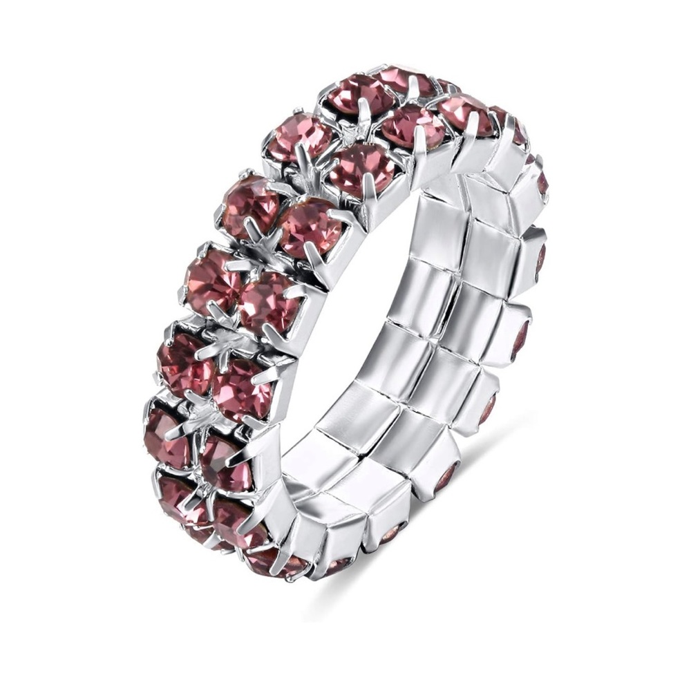 Pink Layered Sparkle Ring with Rhinestones - women’s/girl’s jewelry OS